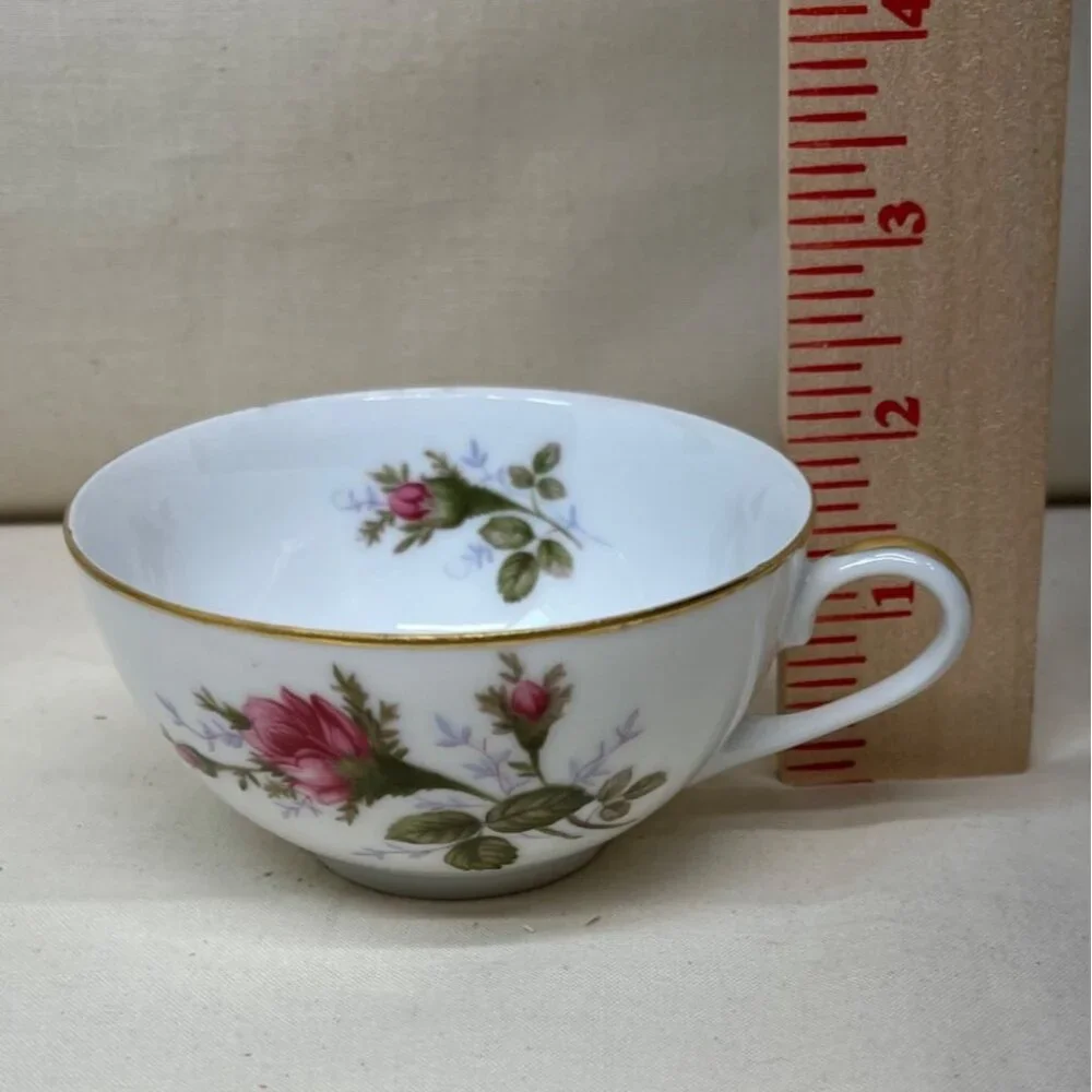 4 Sango Moss Rose Roses Cup & Saucer Sets Japan - Picture 8 of 10